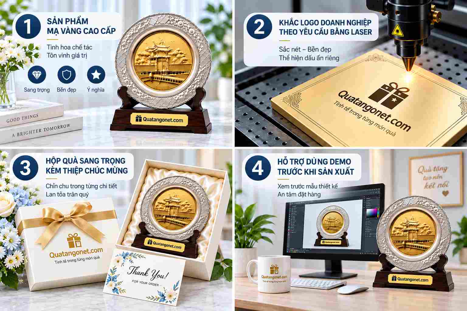 Quà tặng mạ vàng cao cấp khắc logo doanh nghiệp.