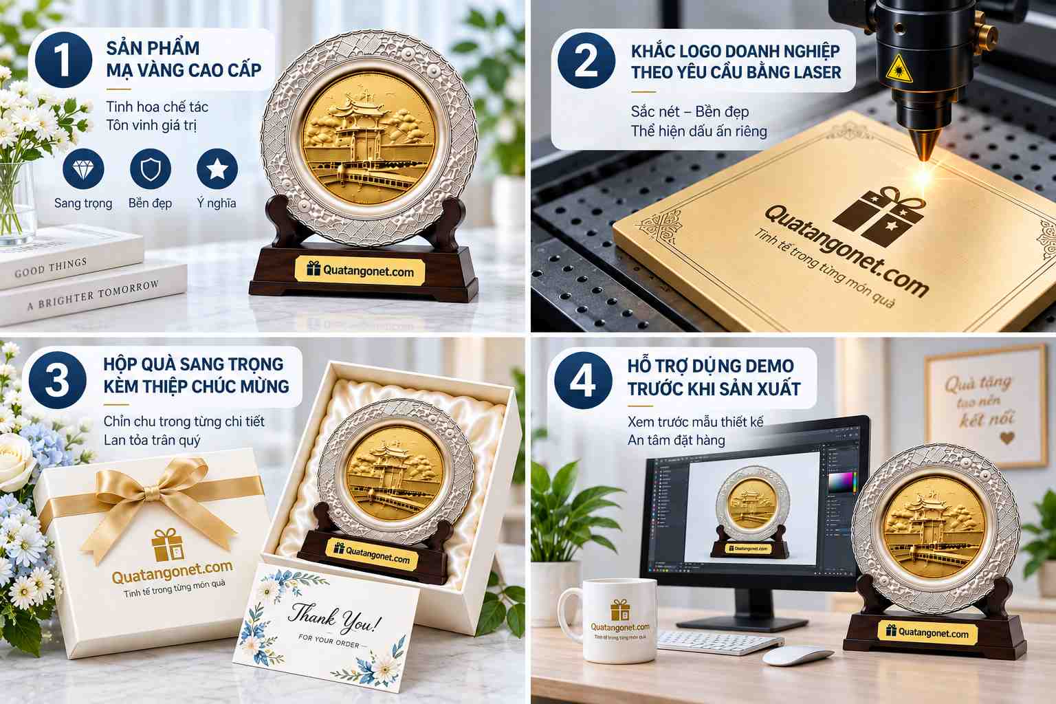 Quà tặng mạ vàng cao cấp khắc logo doanh nghiệp.