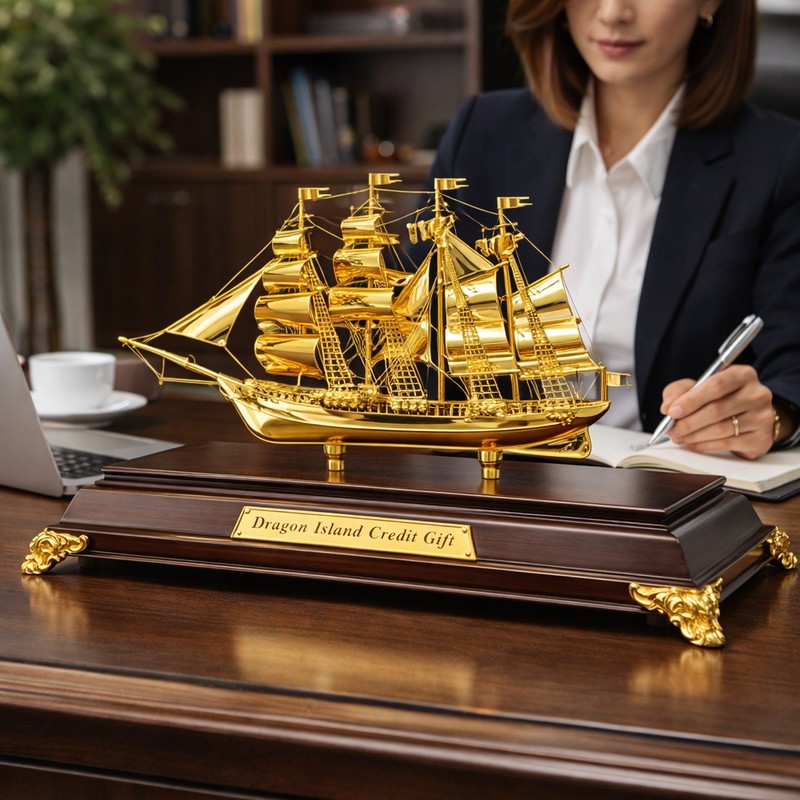 Ý nghĩa phong thủy của mô hình thuyền buồm mạ vàng và cách đặt đúng để hút tài lộc