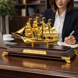 Ý nghĩa phong thủy của mô hình thuyền buồm mạ vàng và cách đặt đúng để hút tài lộc