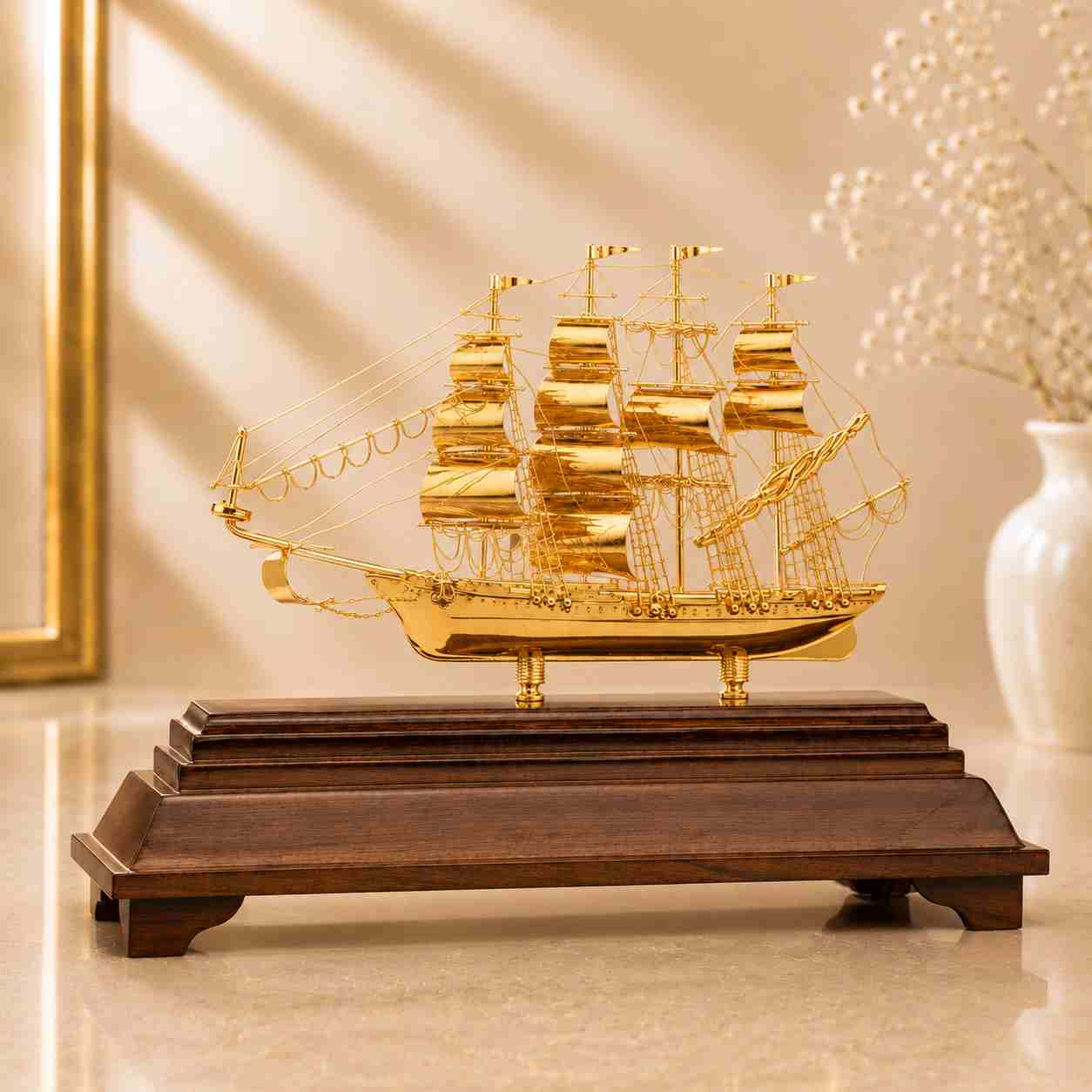 Thuyền mạ vàng 24k