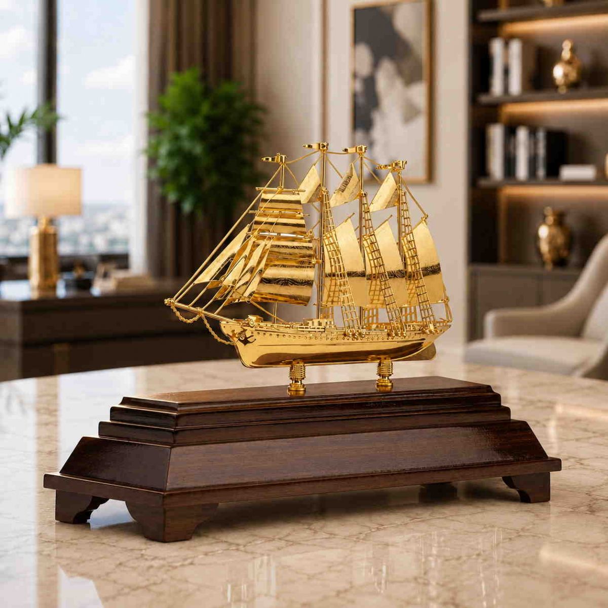 thuyền buồm mạ vàng cao cấp