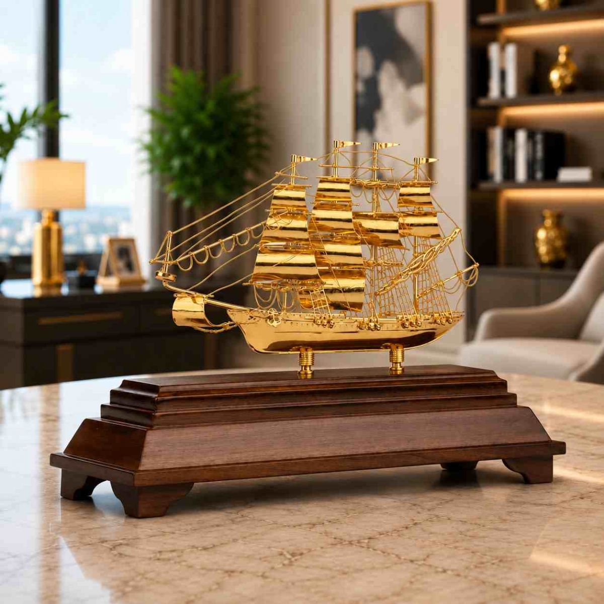 thuyền buồm mạ vàng cao cấp