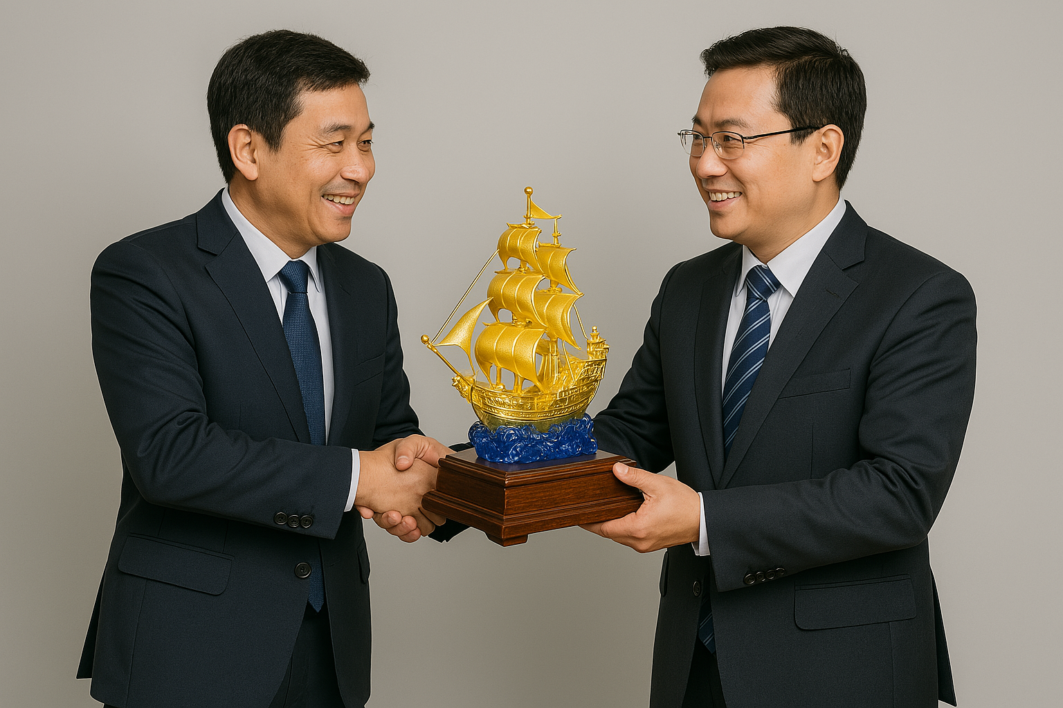 mô hình thuyền buồm mạ vàng