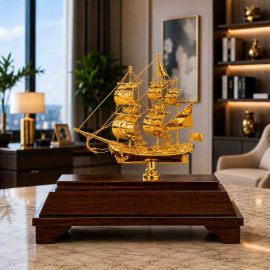 Mô hình thuyền buồm mạ vàng quà tặng khai trương