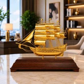 Mô hình thuyền thuận buồm xuôi gió mạ vàng