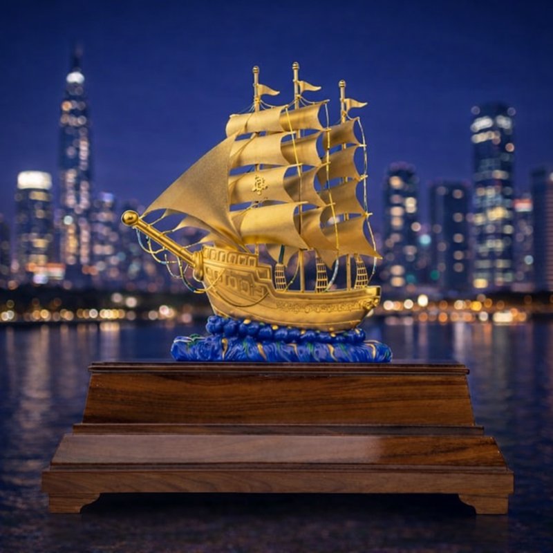 thuyền buồm mạ vàng cao cấp biểu tượng thành đạt