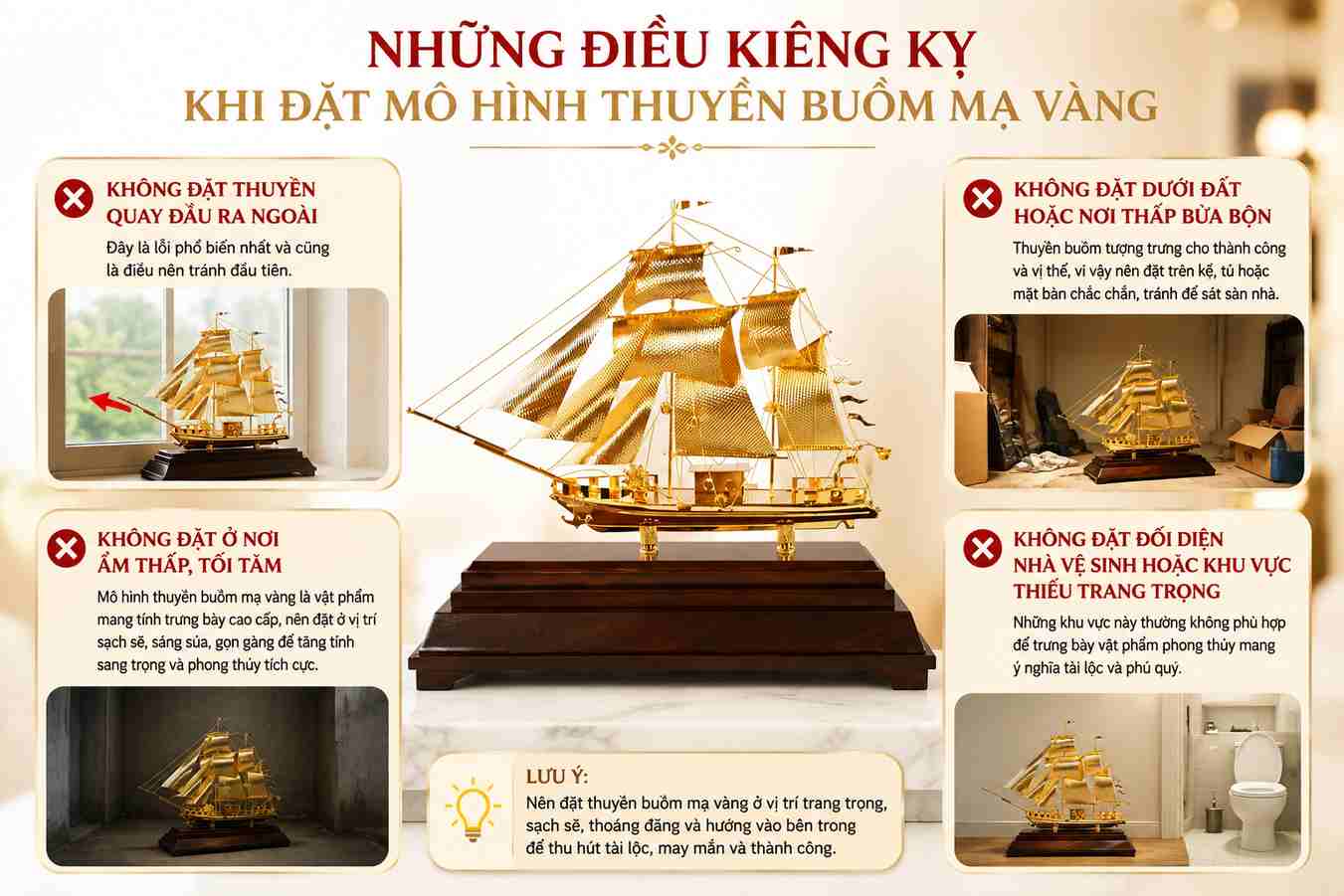 Những điều kiêng kỵ khi đặt thuyền buồm mạ vàng