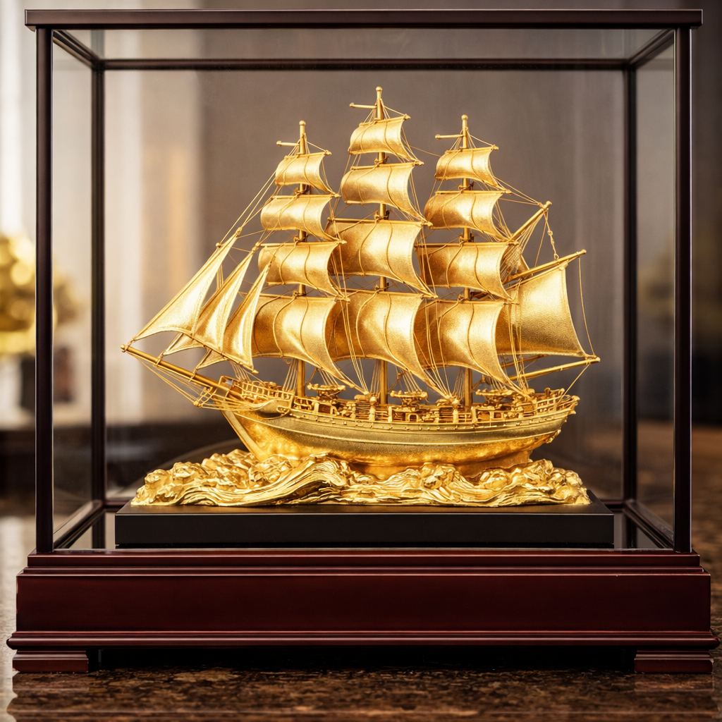 Quà tặng đối tác cao cấp nên chọn mô hình thuyền buồm mạ vàng hay không?