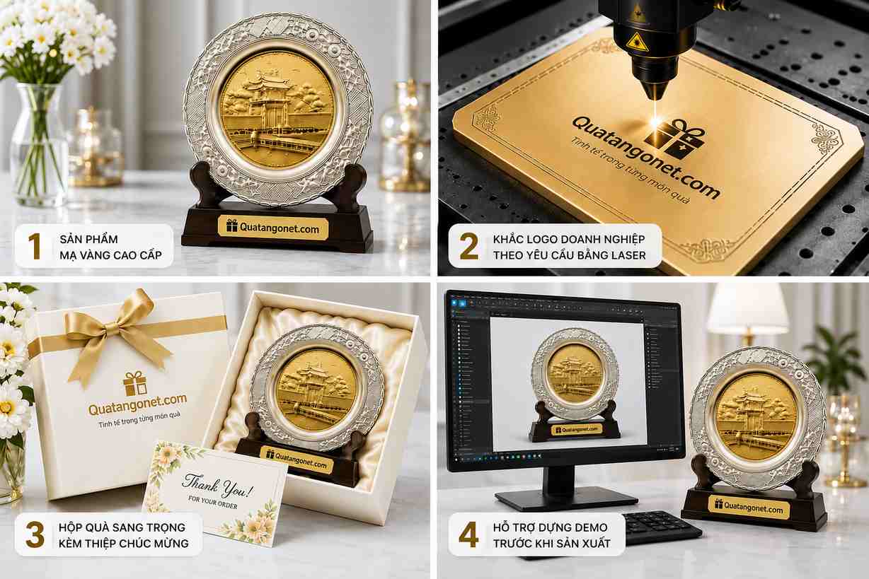 Quà tặng mạ vàng cao cấp Quatangonet.com khắc logo doanh nghiệp theo yêu cầu Quà tặng mạ vàng cao cấp Quatangonet.com khắc logo doanh nghiệp theo yêu cầu