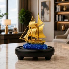 Mô hình thuyền buồm mạ vàng quà tặng sếp nữ