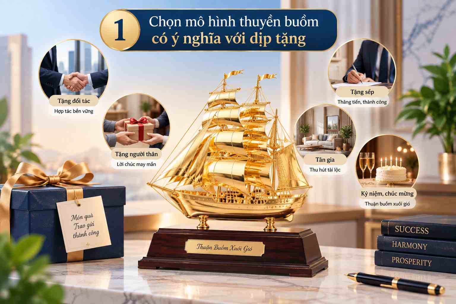 Chọn mô hình thuyền buồm mạ vàng phù hợp với từng dịp tặng. Chọn mô hình thuyền buồm mạ vàng phù hợp với từng dịp tặng.