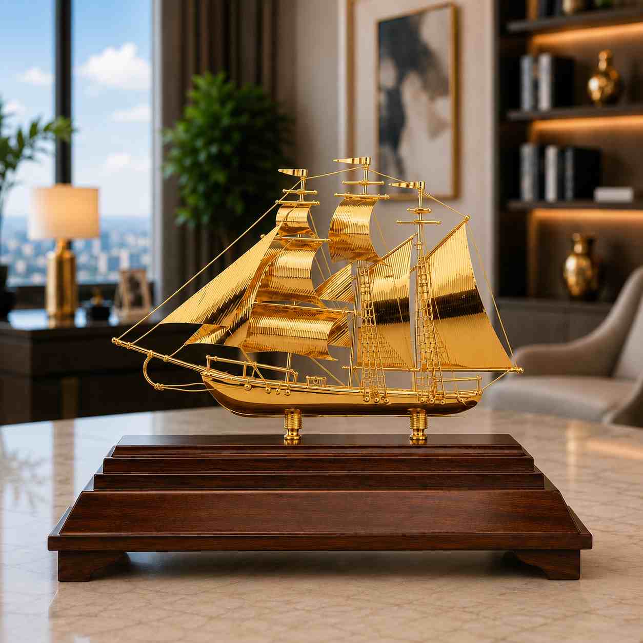 Thuyền buồm cao cấp mạ vàng