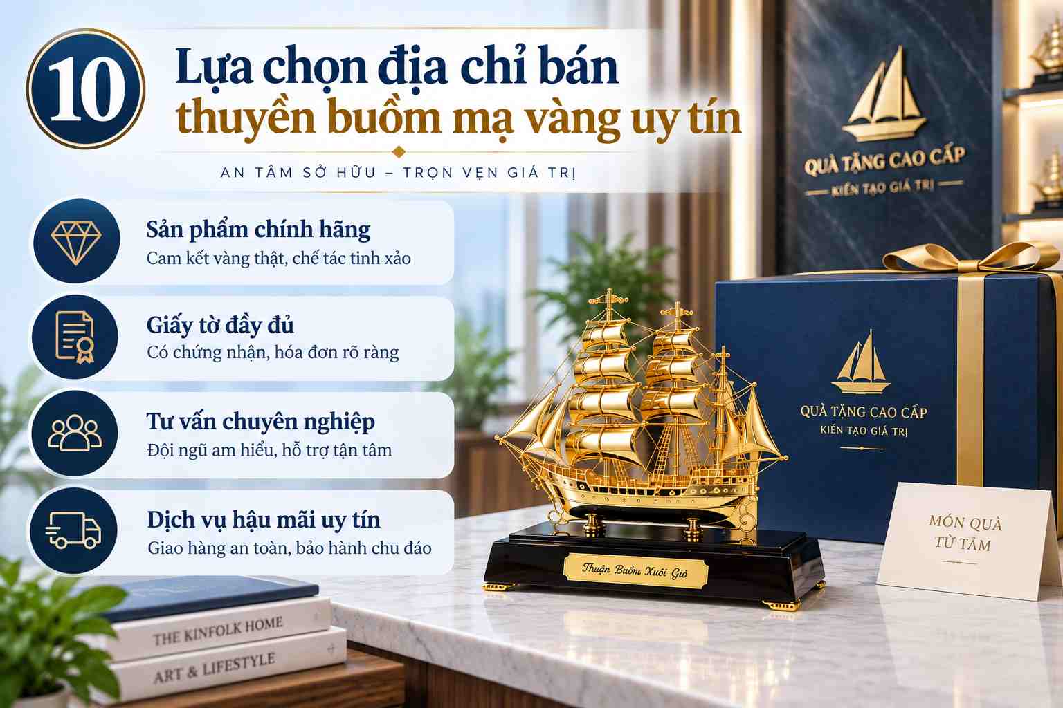 Lựa chọn địa chỉ bán thuyền buồm mạ vàng uy tín, chất lượng