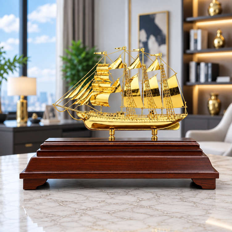 thuyền buồm dát vàng 24k