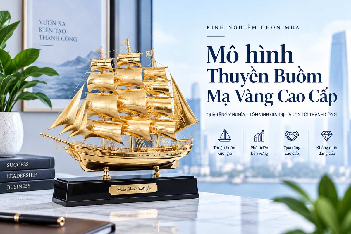 Mô hình thuyền buồm mạ vàng cao cấp trưng bày sang trọng. Mô hình thuyền buồm mạ vàng cao cấp trưng bày sang trọng.