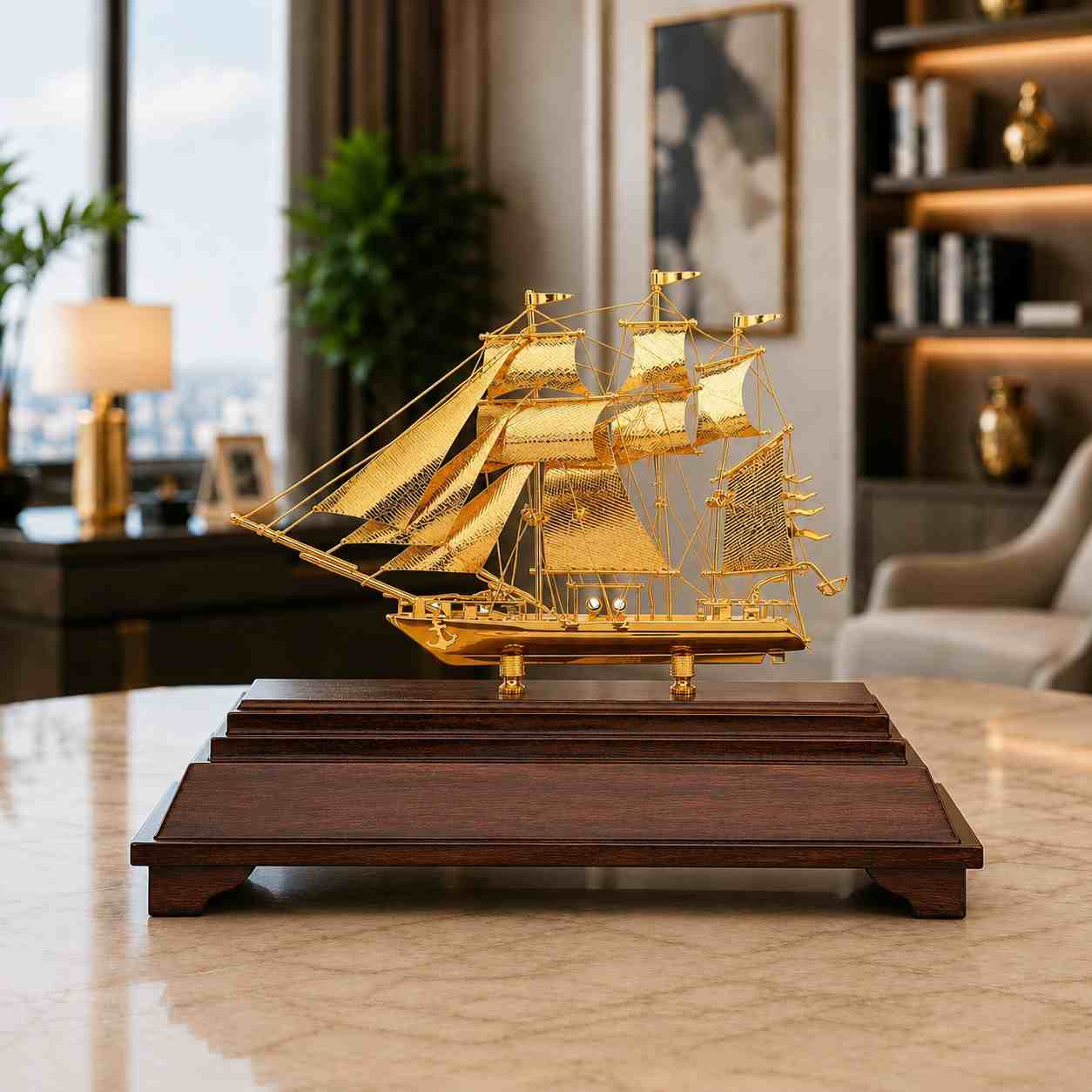 Quà tặng thuyền buồm dát vàng 