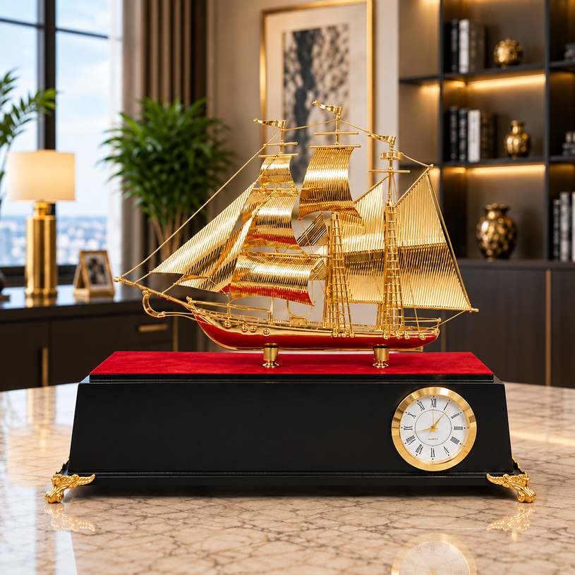 Thuyền buồm phong thủy để bàn sang trọng