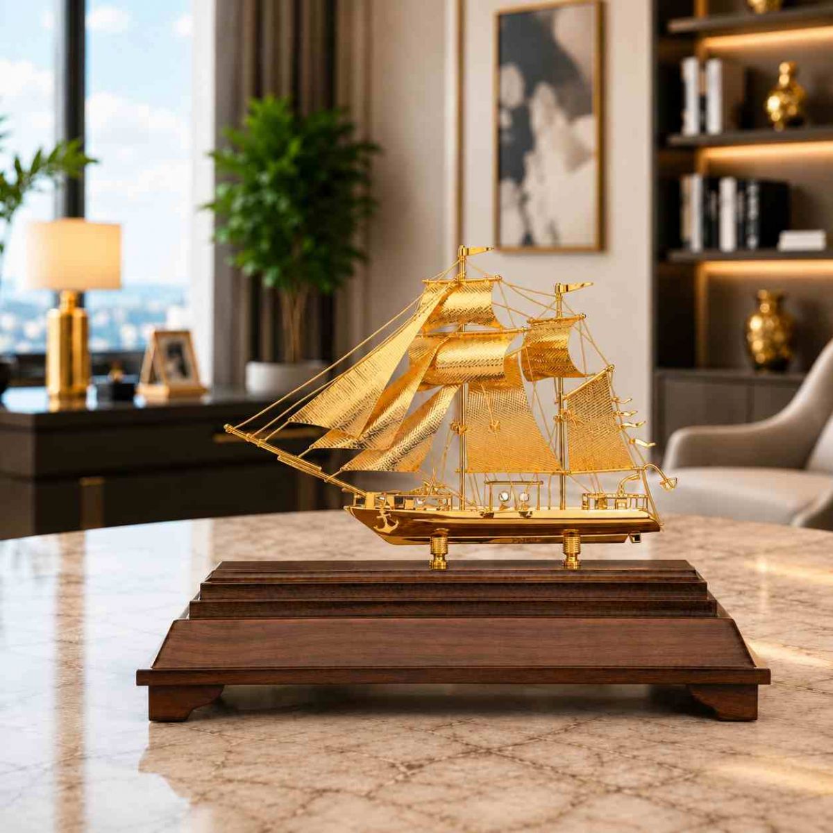 thuyền buồm mạ vàng cao cấp