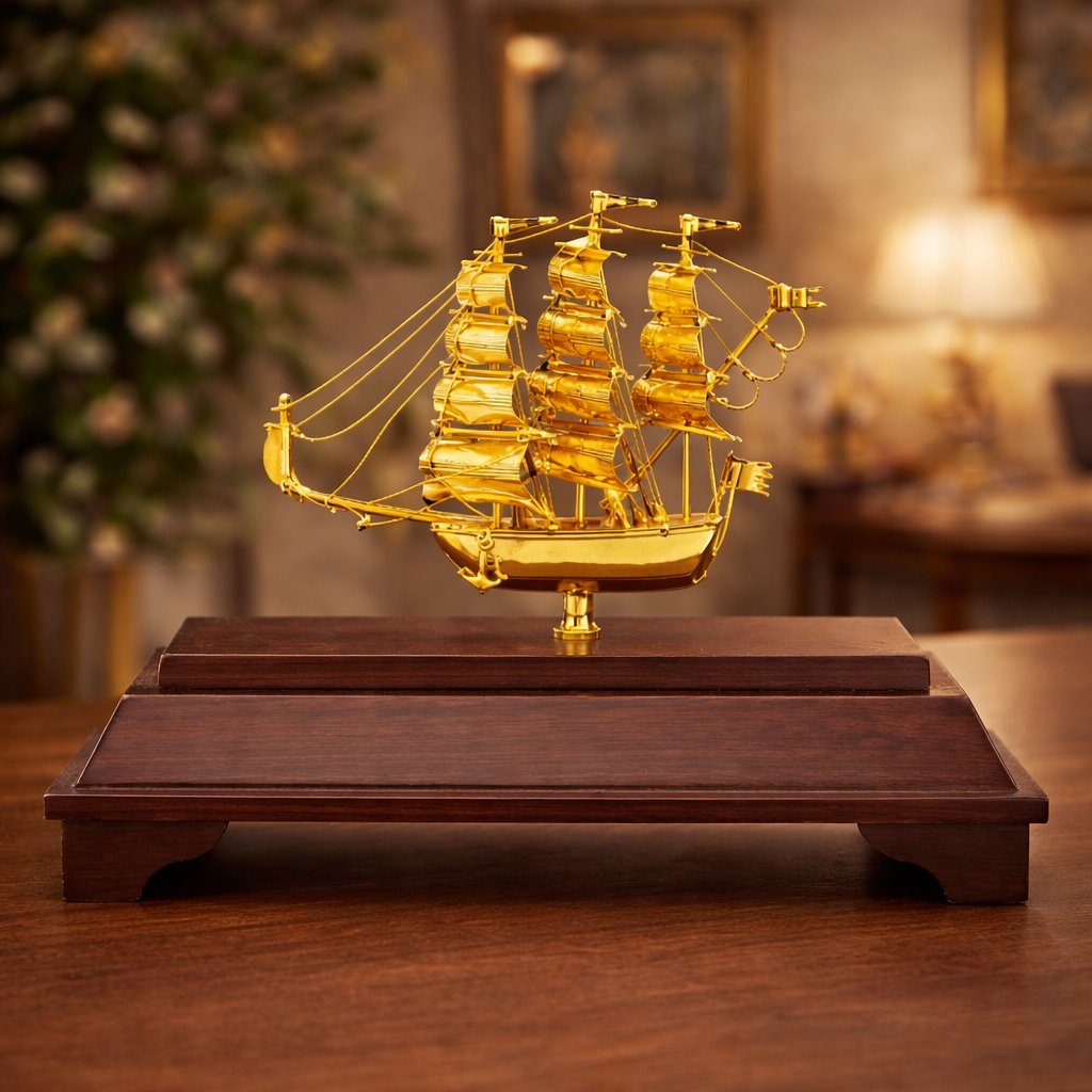 sản phẩm thuyền buồm mạ vàng ánh kim nổi bật