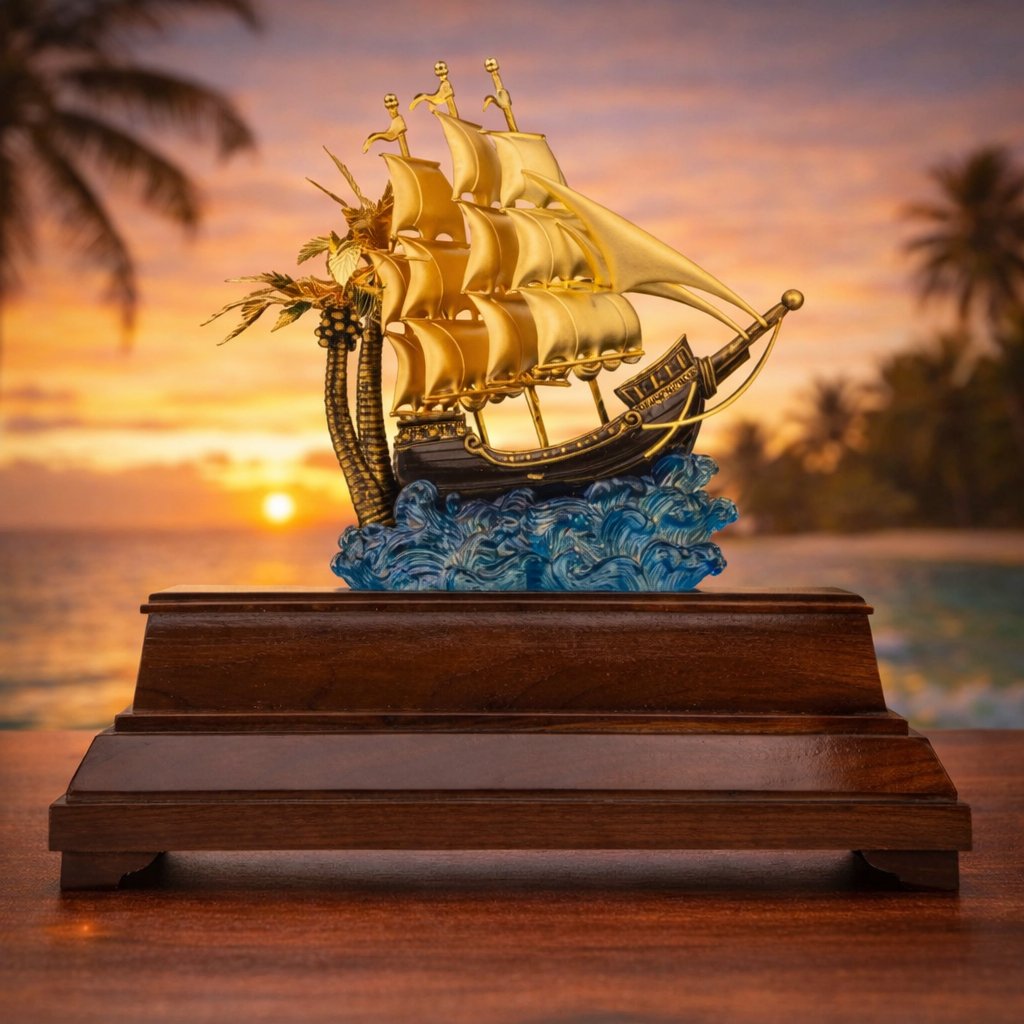 thuyền buồm mạ vàng trang trí nội thất tân cổ điển