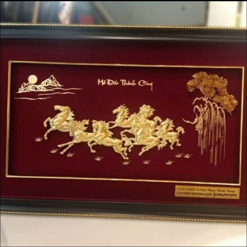 tranh mã đáo thành công mạ vàng