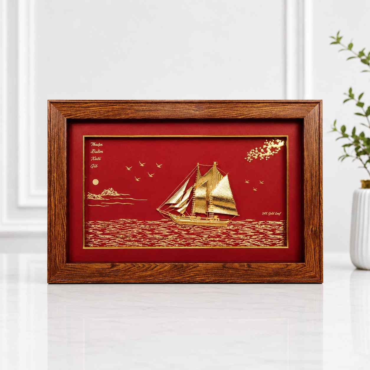 Tranh thuyền buồm mạ vàng 24k