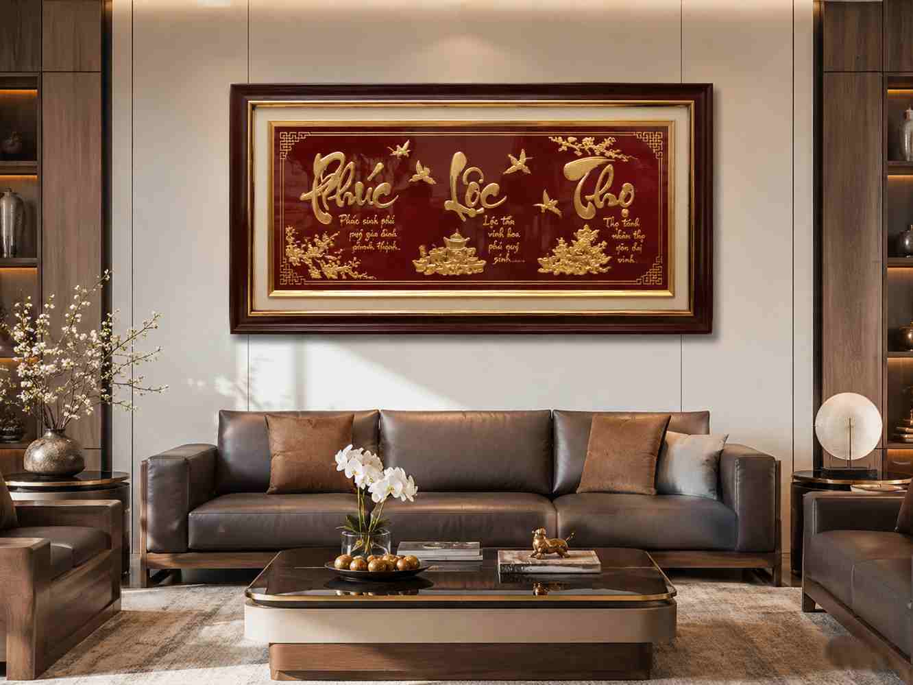 ranh chữ Phúc Lộc Thọ mạ vàng quà tặng tân gia khai trương