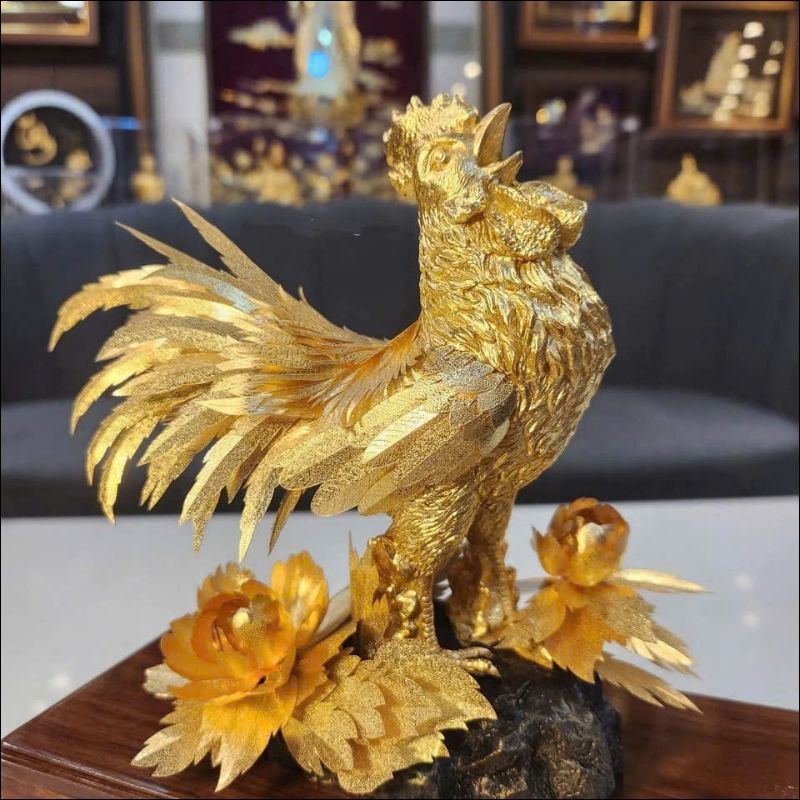 tượng gà mạ vàng
