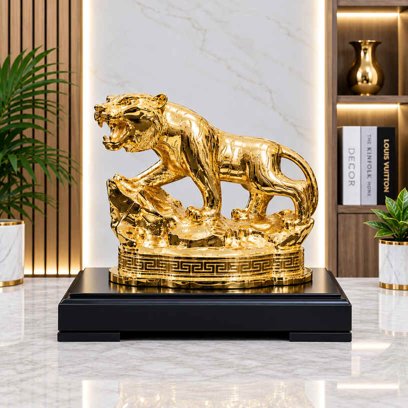 Tượng mãnh hổ mạ vàng 24k