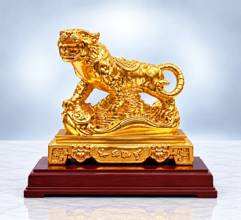 Mãnh hổ thếp để bàn phong thủy