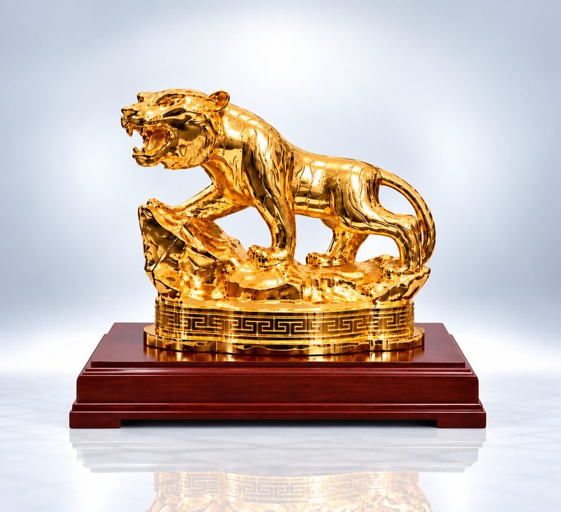 Tượng mãnh hổ mạ vàng 24k