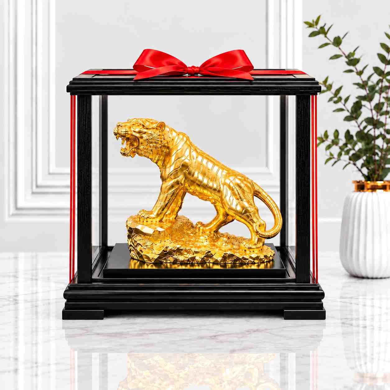 Tượng hổ mạ vàng mãnh hổ chiêu tài
