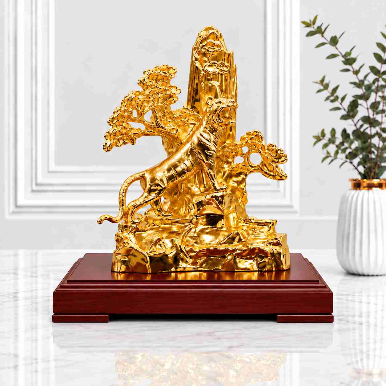 Tượng hổ mạ vàng sinh tài đại cát