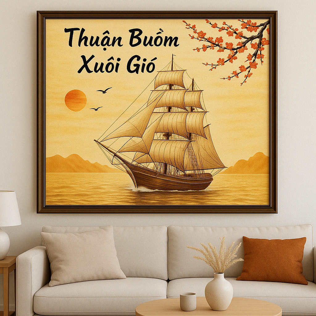 vị trí treo tranh thuận buồm xuôi gió