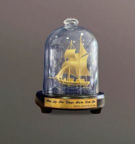 Mô hình thuyền buồm phong thuỷ mạ vàng 24k - 08