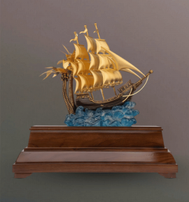 Mô hình thuyền buồm phong thuỷ mạ vàng 24k - 11